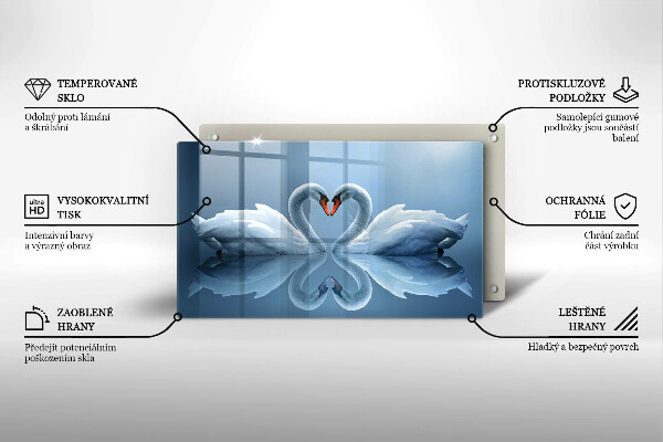 Skleněná deska do kuchyně Dvě labutí srdce