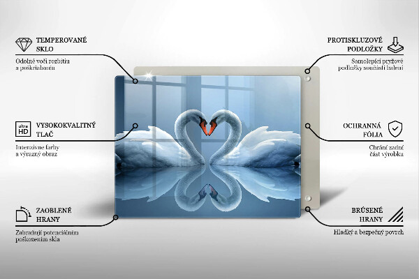 Skleněná deska do kuchyně Dvě labutí srdce