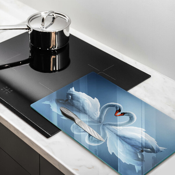 Skleněná deska do kuchyně Dvě labutí srdce
