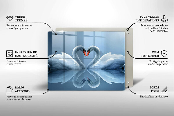 Skleněná deska do kuchyně Dvě labutí srdce