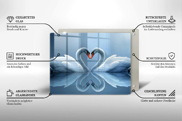 Skleněná deska do kuchyně Dvě labutí srdce