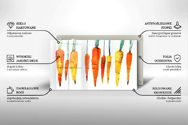 Krájecí prkénko skleněné Mrkev ilustrace