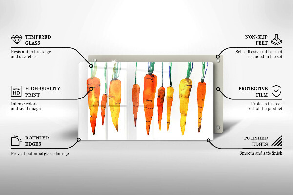 Krájecí prkénko skleněné Mrkev ilustrace