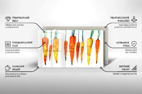 Krájecí prkénko skleněné Mrkev ilustrace