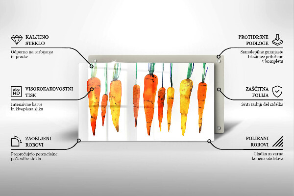 Krájecí prkénko skleněné Mrkev ilustrace