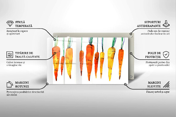 Krájecí prkénko skleněné Mrkev ilustrace
