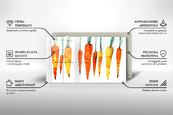 Krájecí prkénko skleněné Mrkev ilustrace