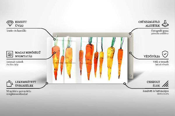 Krájecí prkénko skleněné Mrkev ilustrace