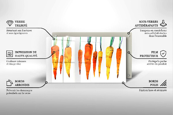 Krájecí prkénko skleněné Mrkev ilustrace