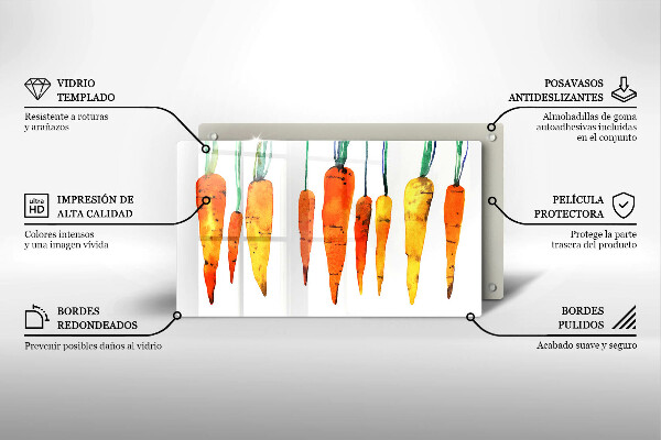 Krájecí prkénko skleněné Mrkev ilustrace