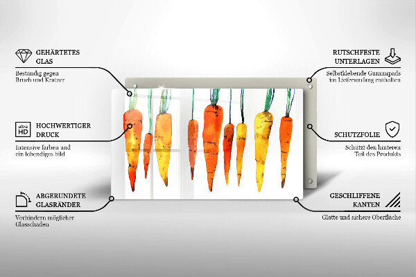 Krájecí prkénko skleněné Mrkev ilustrace