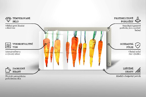 Krájecí prkénko skleněné Mrkev ilustrace
