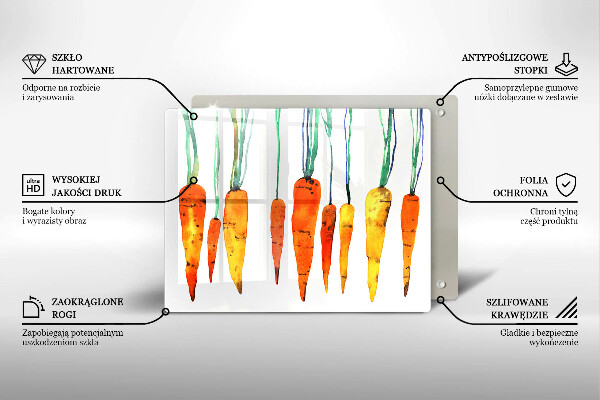 Krájecí prkénko skleněné Mrkev ilustrace