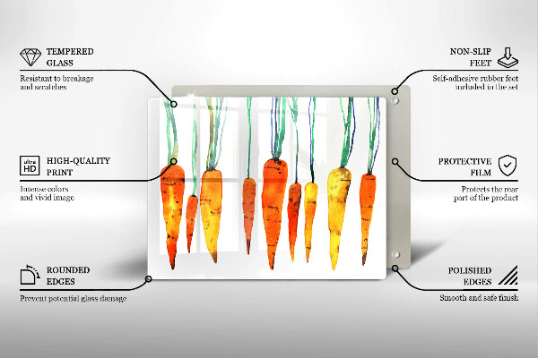 Krájecí prkénko skleněné Mrkev ilustrace