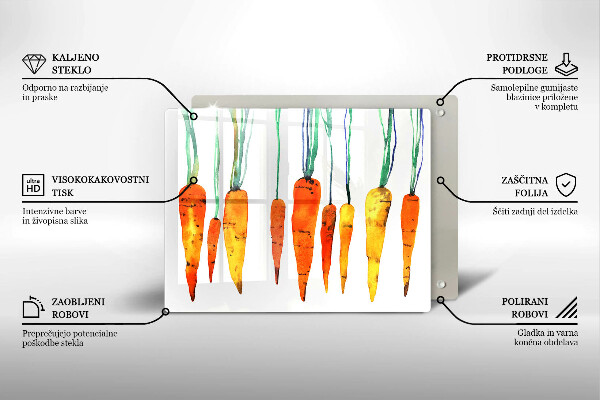 Krájecí prkénko skleněné Mrkev ilustrace