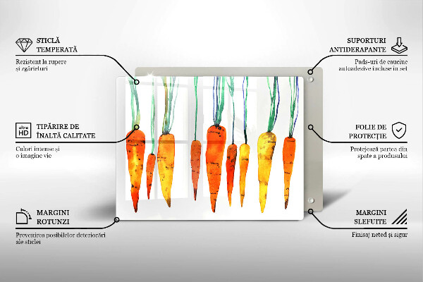 Krájecí prkénko skleněné Mrkev ilustrace