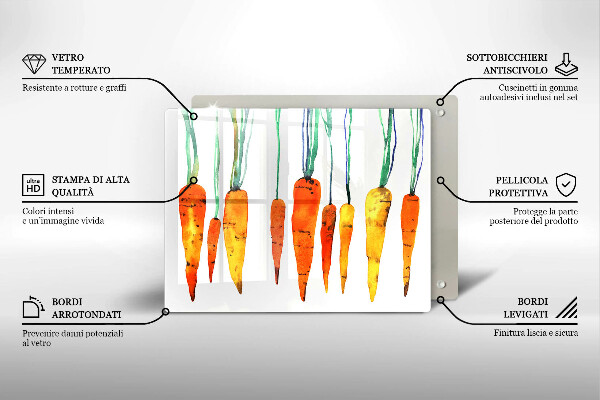 Krájecí prkénko skleněné Mrkev ilustrace
