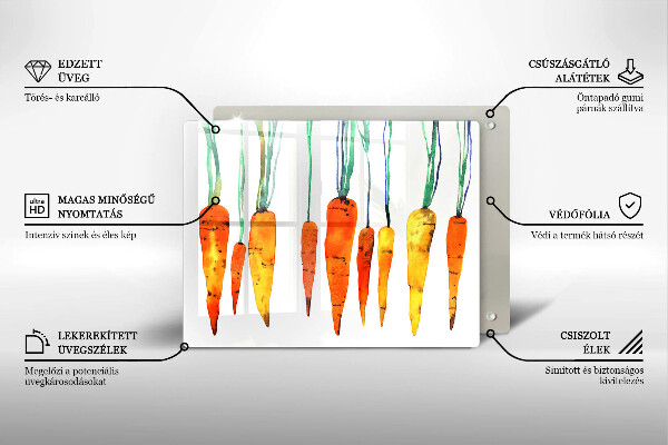 Krájecí prkénko skleněné Mrkev ilustrace