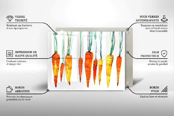Krájecí prkénko skleněné Mrkev ilustrace