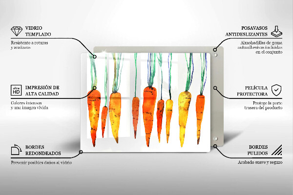 Krájecí prkénko skleněné Mrkev ilustrace
