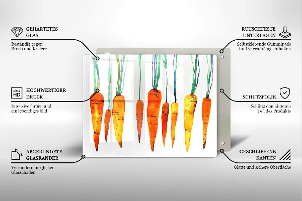 Krájecí prkénko skleněné Mrkev ilustrace