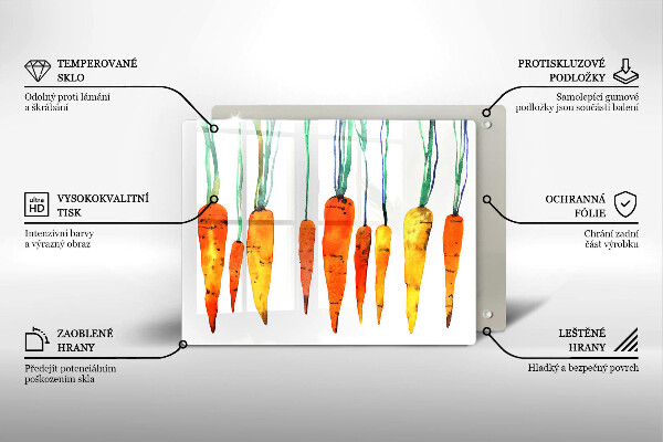 Krájecí prkénko skleněné Mrkev ilustrace