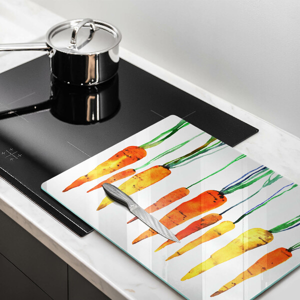 Krájecí prkénko skleněné Mrkev ilustrace