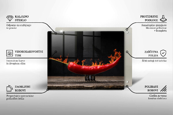 Krájecí prkénko skleněné Pálivá chilli paprička