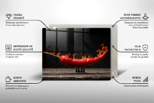 Krájecí prkénko skleněné Pálivá chilli paprička