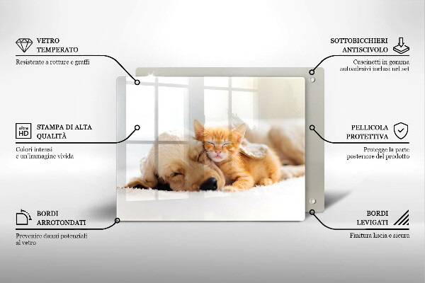 Krájecí prkénko skleněné Zvířata pes a kočka