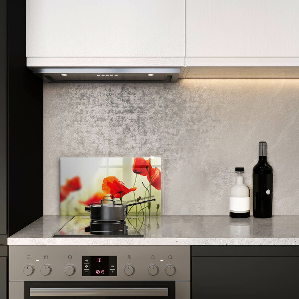 Skleněná deska do kuchyně Květy červeného máku