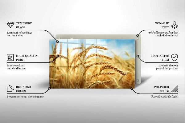 Krájecí prkénko skleněné Klasy obilovin na poli