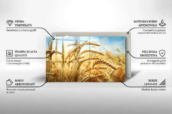 Krájecí prkénko skleněné Klasy obilovin na poli