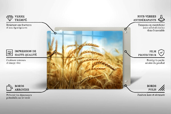 Krájecí prkénko skleněné Klasy obilovin na poli