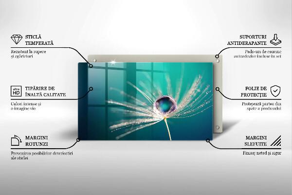 Krájecí prkénko skleněné Rosa na pampelišce