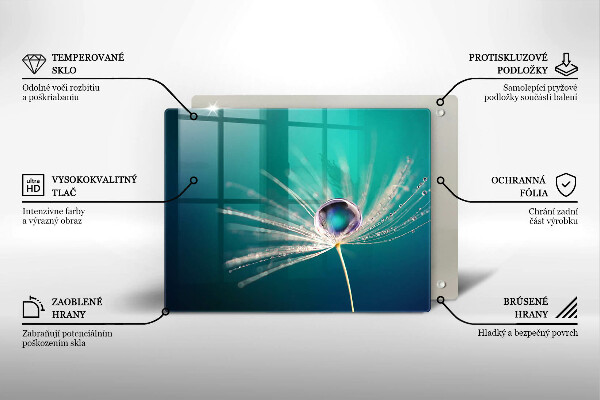 Krájecí prkénko skleněné Rosa na pampelišce