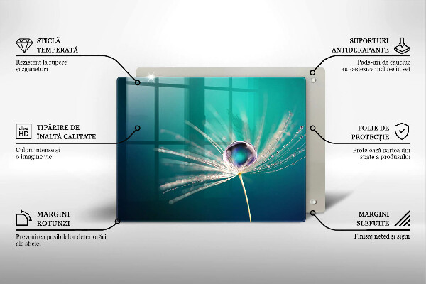 Krájecí prkénko skleněné Rosa na pampelišce