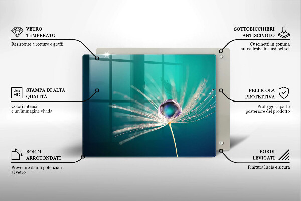 Krájecí prkénko skleněné Rosa na pampelišce