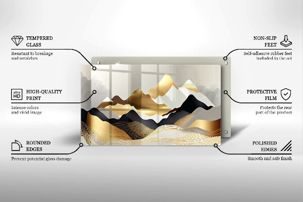 Krájecí prkénko skleněné Abstraktní zlaté hory