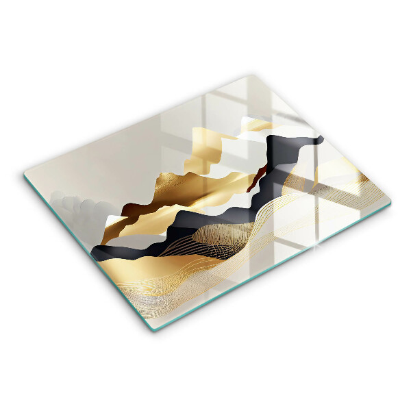 Krájecí prkénko skleněné Abstraktní zlaté hory