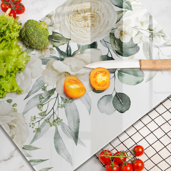 Krájecí prkénko skleněné Akvarel květiny