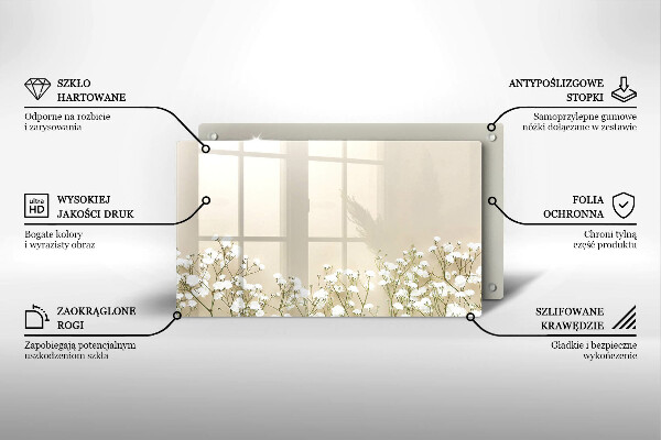 Krájecí prkénko skleněné Sádrové boho květiny