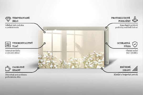 Krájecí prkénko skleněné Sádrové boho květiny