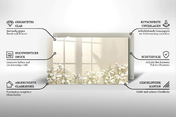 Krájecí prkénko skleněné Sádrové boho květiny