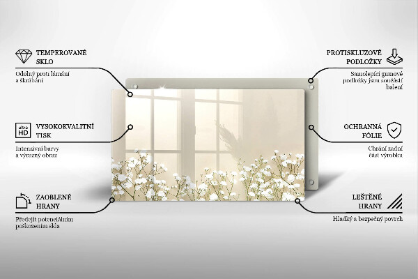 Krájecí prkénko skleněné Sádrové boho květiny