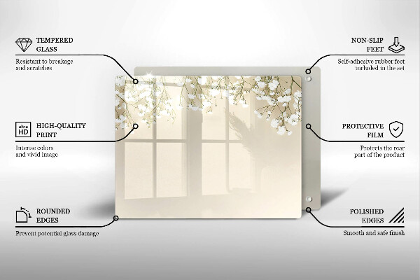 Krájecí prkénko skleněné Sádrové boho květiny