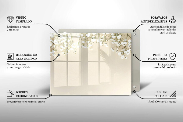 Krájecí prkénko skleněné Sádrové boho květiny