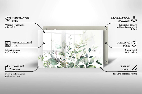 Krájecí prkénko skleněné Akvarel rostliny