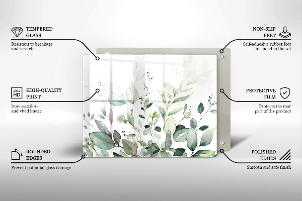 Krájecí prkénko skleněné Akvarel rostliny