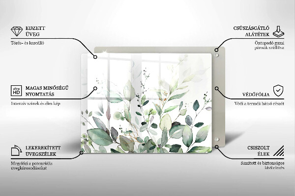 Krájecí prkénko skleněné Akvarel rostliny